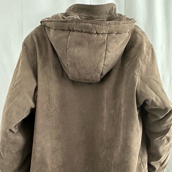 Bromley Sport Faux Suede Brown Hooded Jacket Womens Size Large - Picture 5 of 7